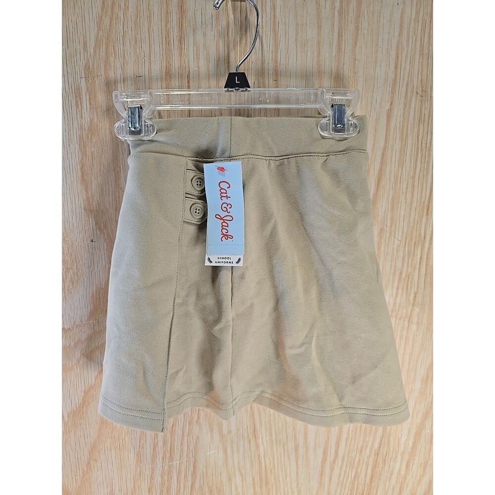 Cat & Jack Girls XS 4/5 Khaki Pull on School Uniform Knit Skort